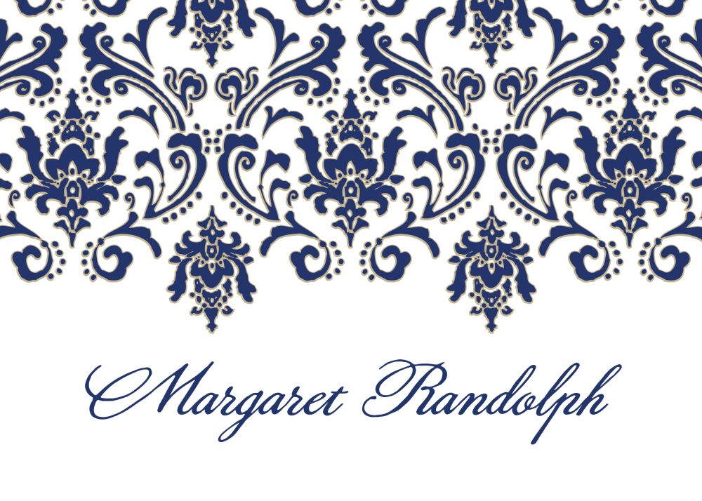 Damask Navy & Gold Enclosure Card-Folded