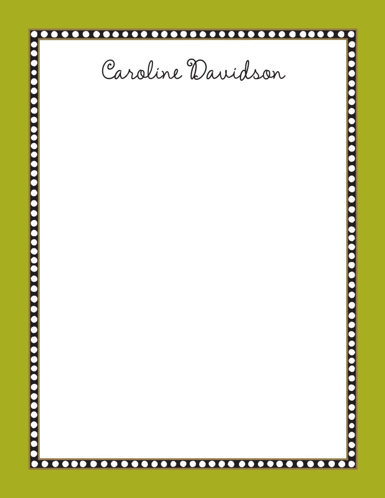 Beaded Border Olive Notepad