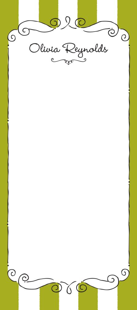 Striped Curly Frame Olive Notepad