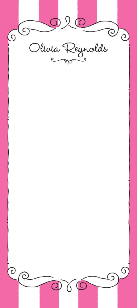 Striped Curly Frame Pink Notepad