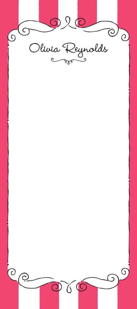 Striped Curly Frame Coral Notepad