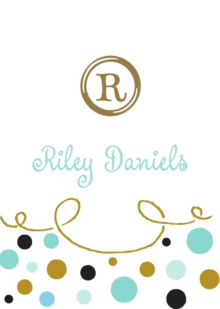 Curly Border & Dots Aqua Sticker