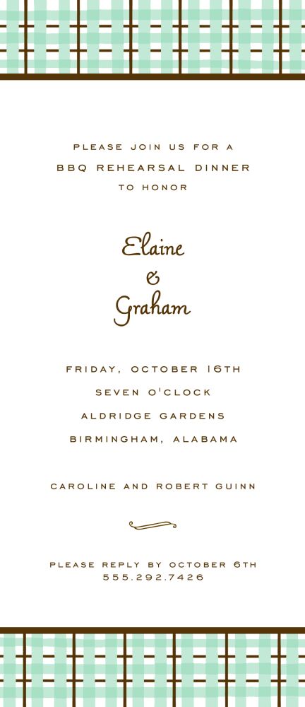 Plaid Aqua & Chocolate Invitation