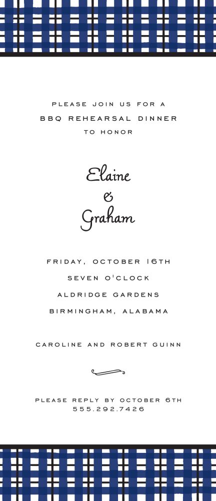 Plaid Navy & Black Invitation