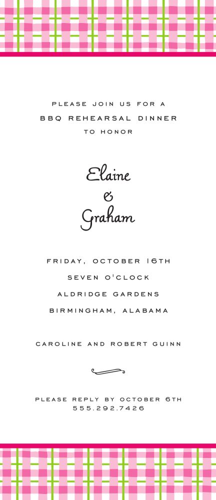 Plaid Pink & Green Invitation