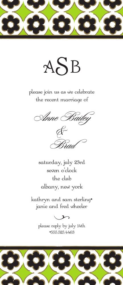 Circle Flowers Lime & Gold Invitation
