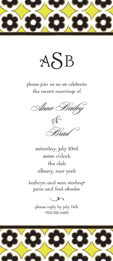 Circle Flowers Limeade & Gold Invitation