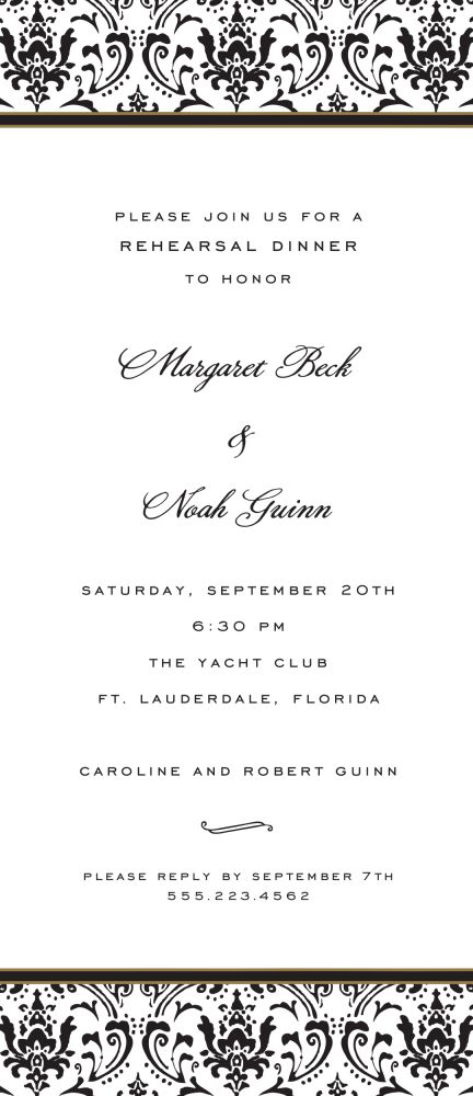 Damask Black Invitation