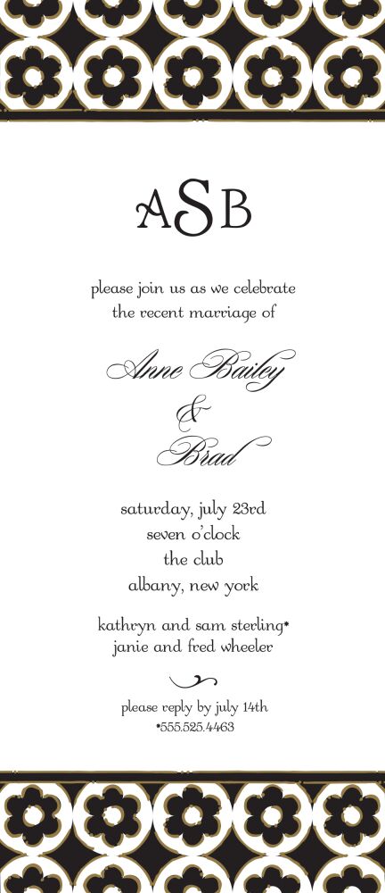 Circle Flowers Black & Gold Invitation