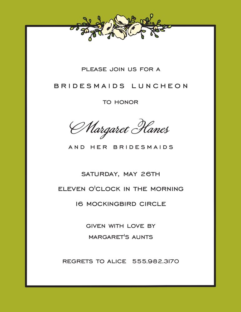 Floral Garland Olive Invitation