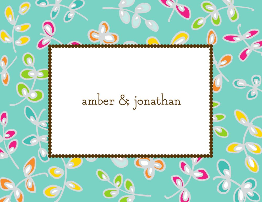 Fun Leaves Multi On Aqua Folded Note