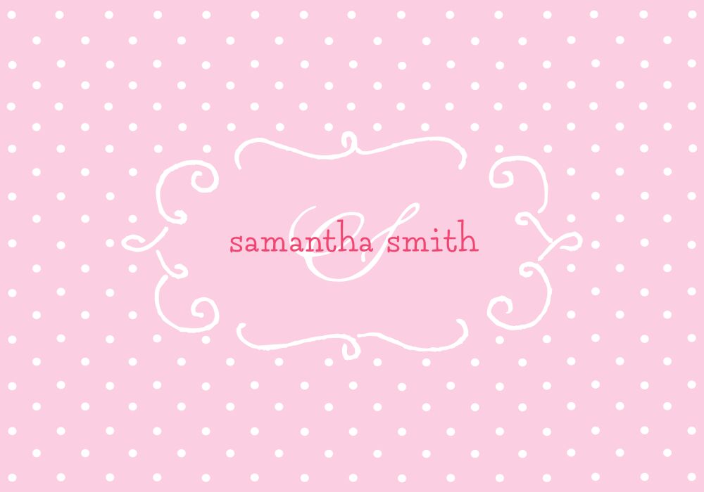 Swirl Frame & Dots Pink Folded Note