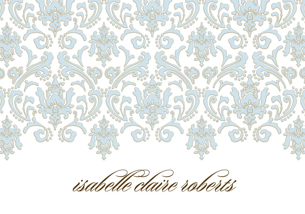 Damask Blue & Gold Folded Note