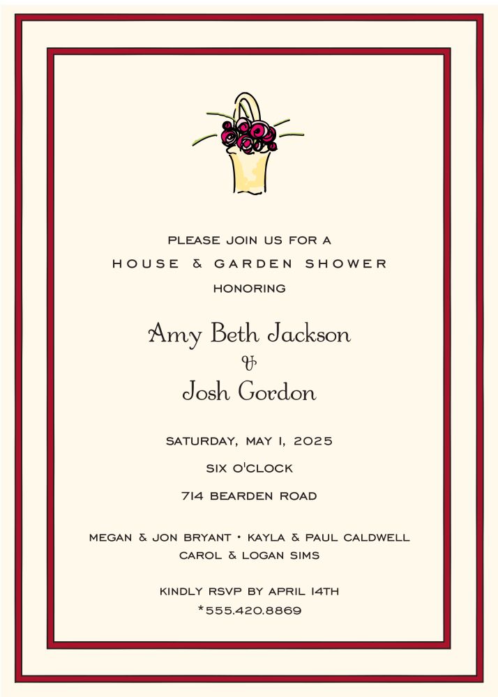 Double Borders Red & Black Invitation