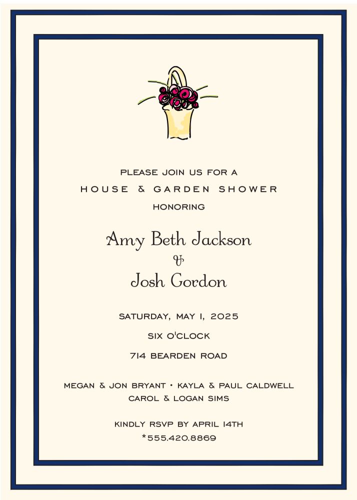 Double Borders Navy & Black Invitation