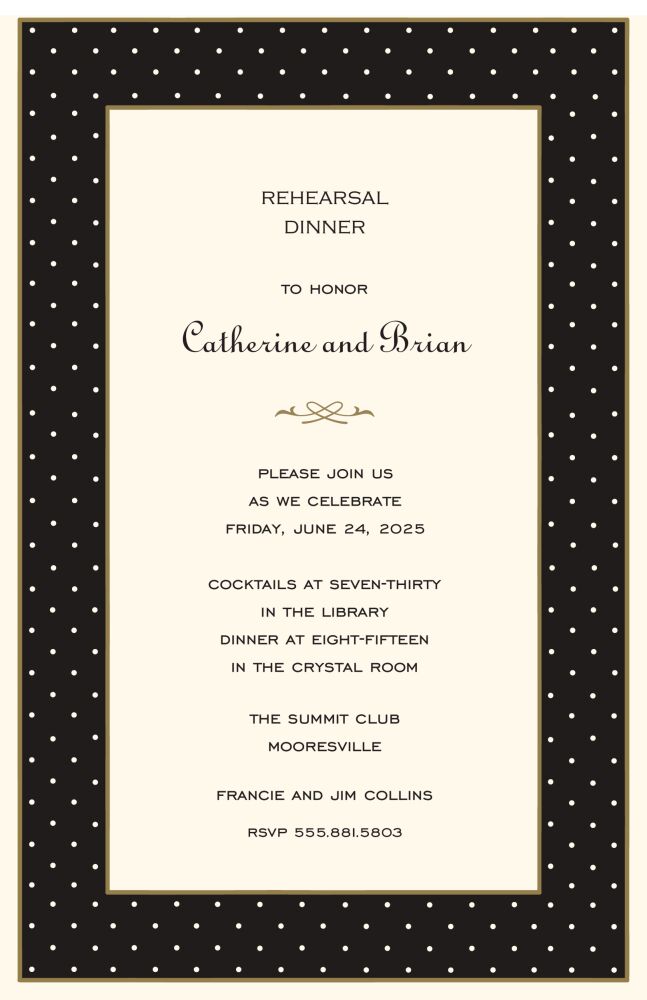 Tiny Dots Black Invitation