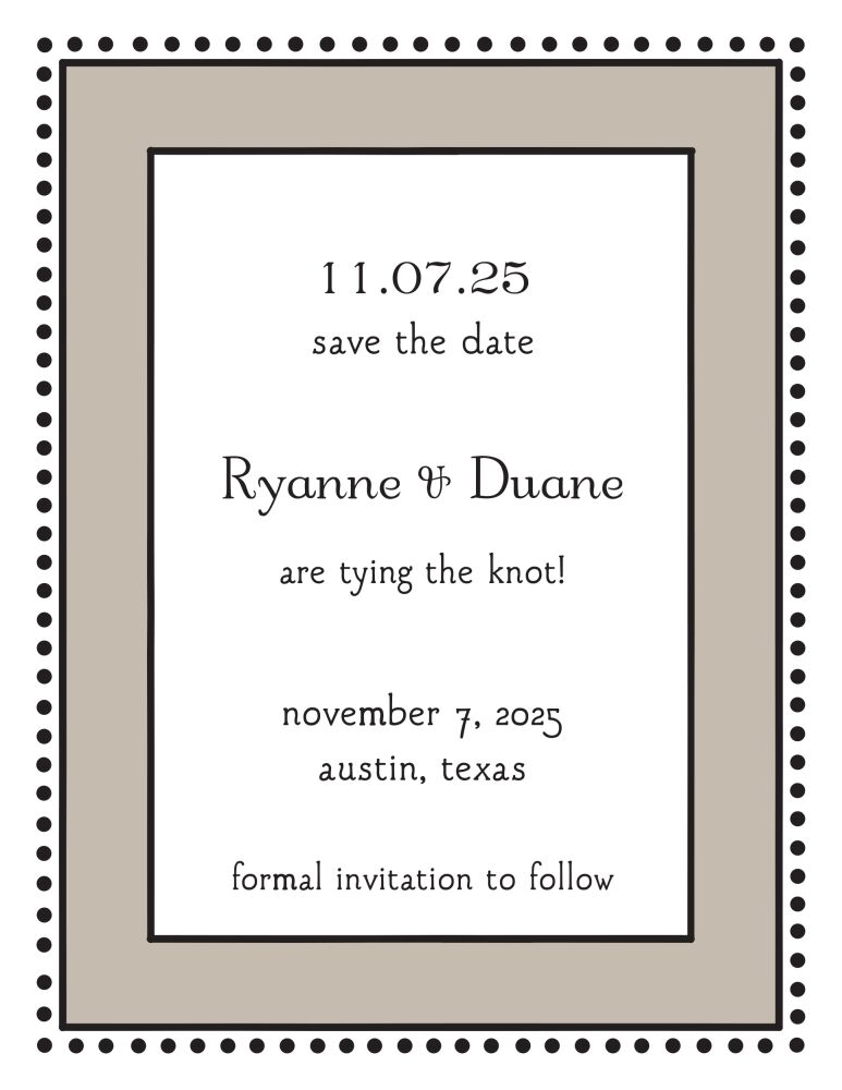 Antique Bead Border Taupe Invitation