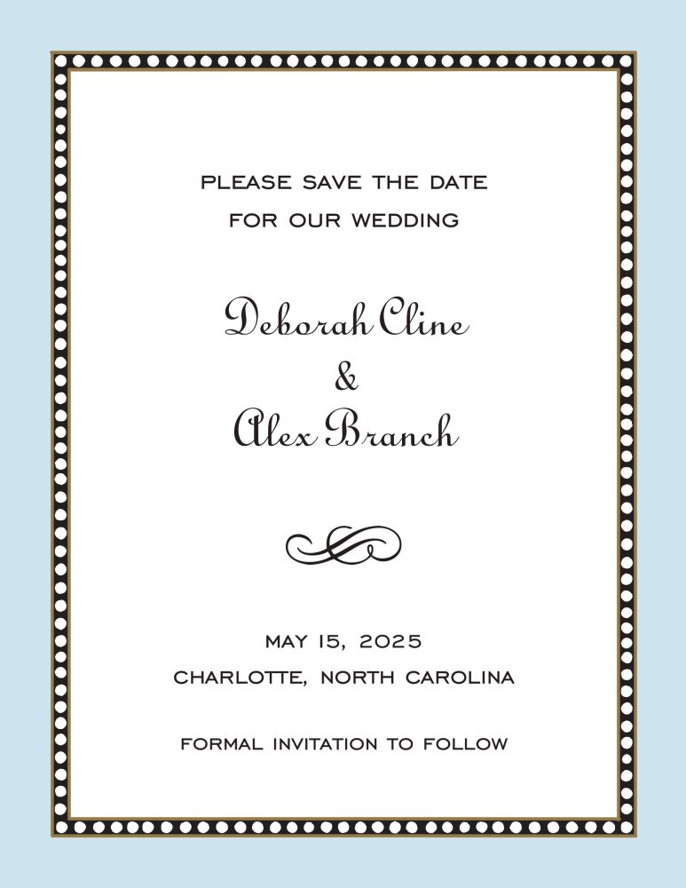 Beaded Border Blue Invitation