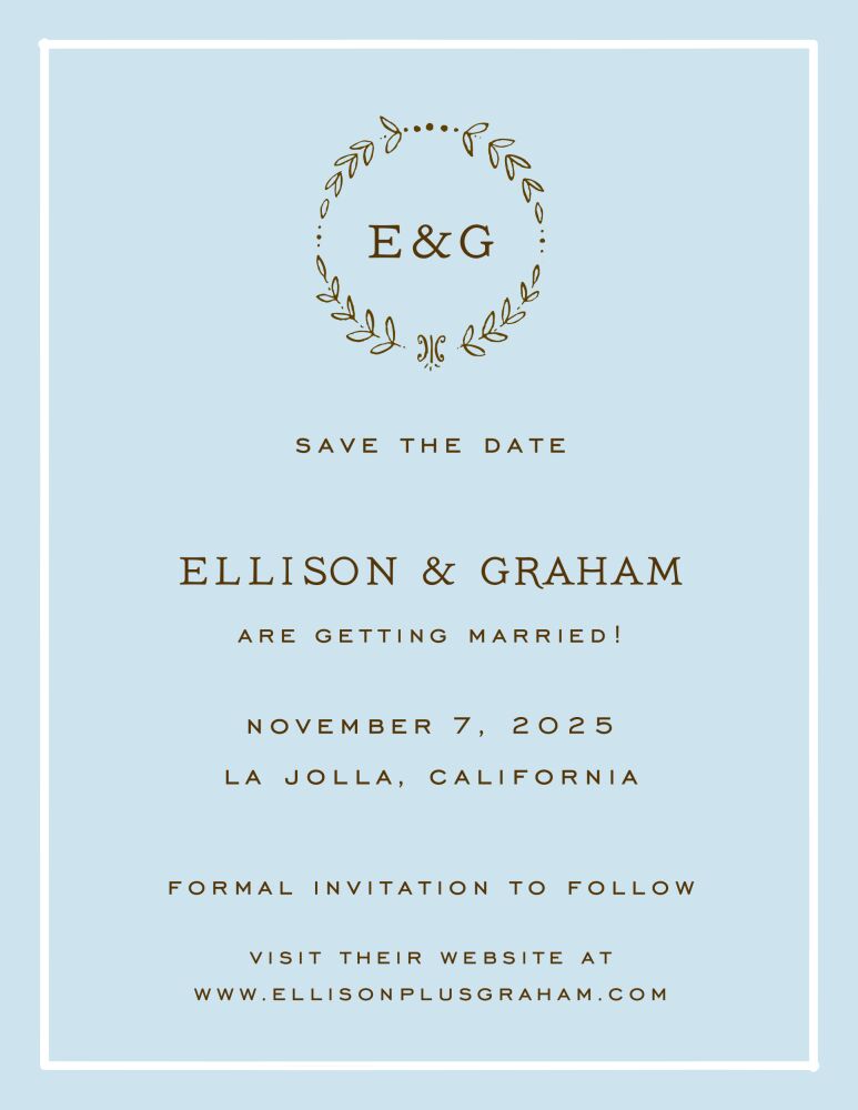 Classic Border White On Blue Invitation