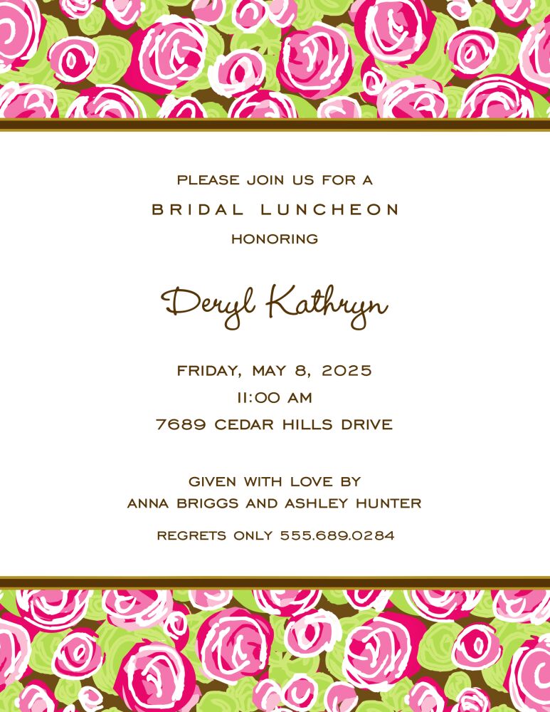 Pretty Roses Hot Pink Invitation