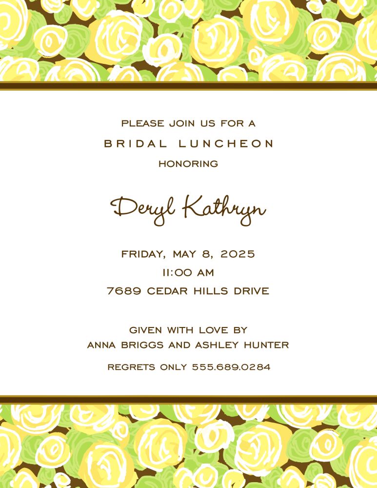 Pretty Roses Yellow Invitation