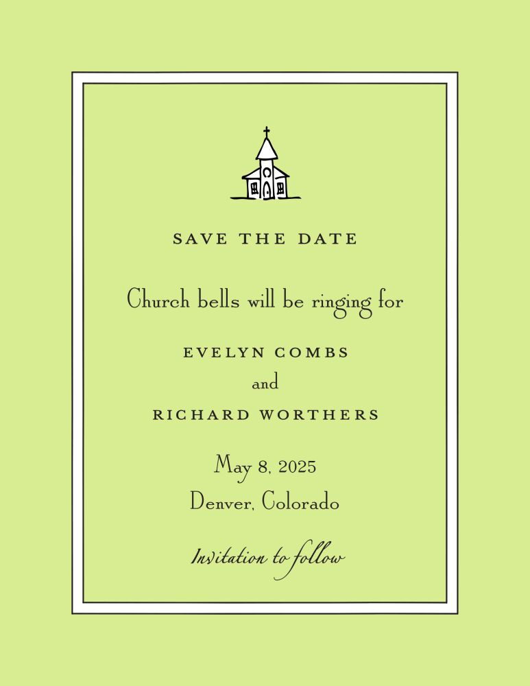 Simple Border White & Black On Lime Invitation