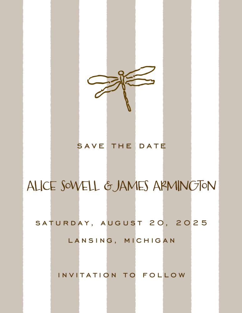 Classic Stripes Taupe Invitation