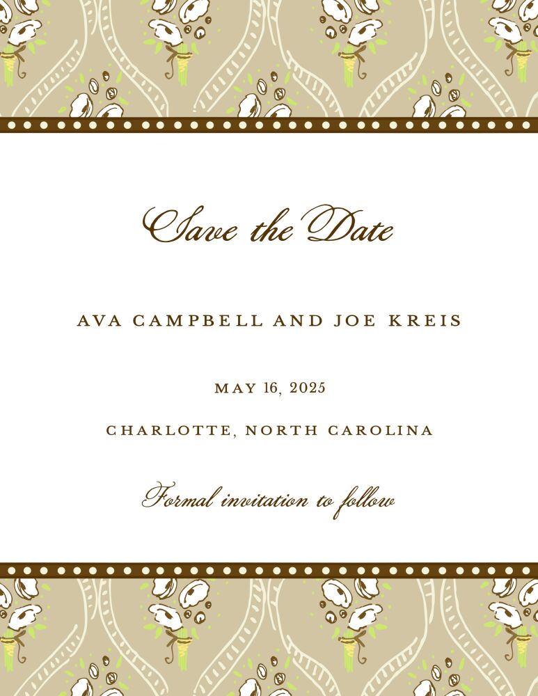 Ribbons & White Flowers Latte Invitation