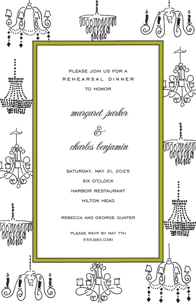 Chandeliers Olive Invitation