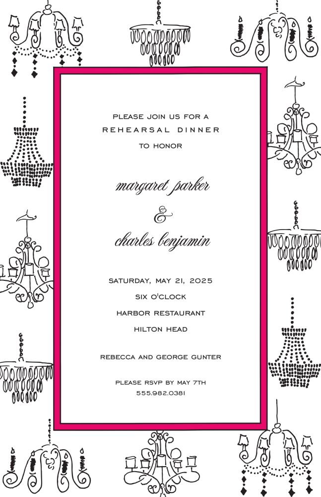 Chandeliers Hot Pink Invitation