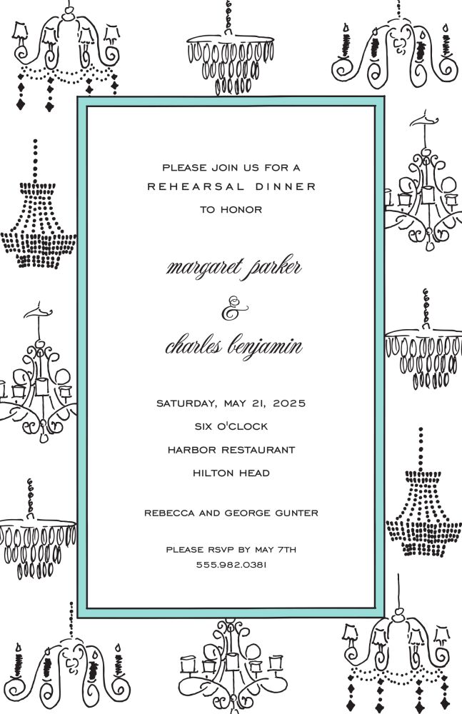Chandeliers Aqua Invitation