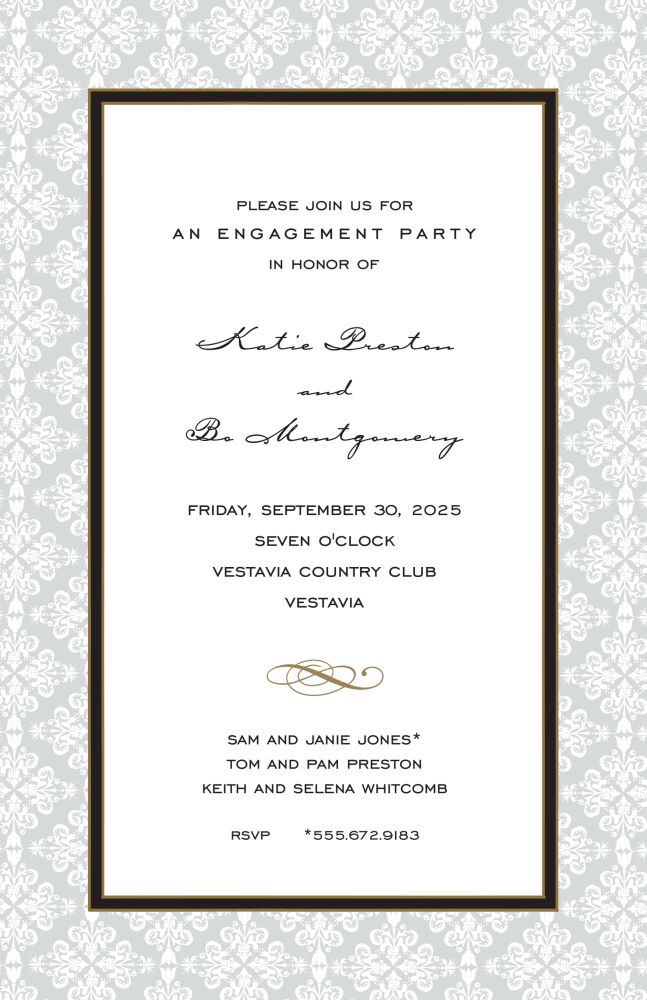 Lace Damask Silver Invitation