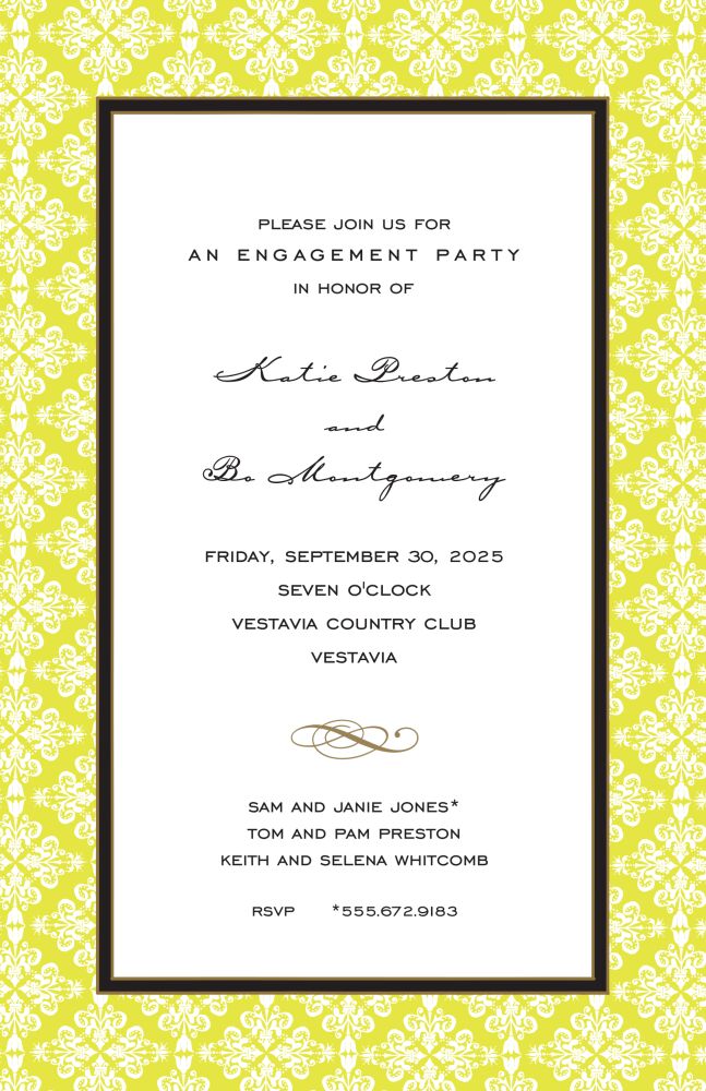 Lace Damask Limeade Invitation