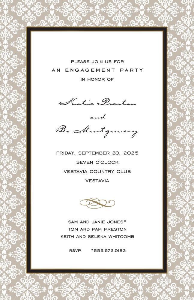 Lace Damask Taupe Invitation