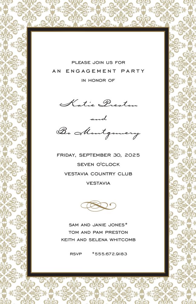 Lace Damask Taupe Invitation