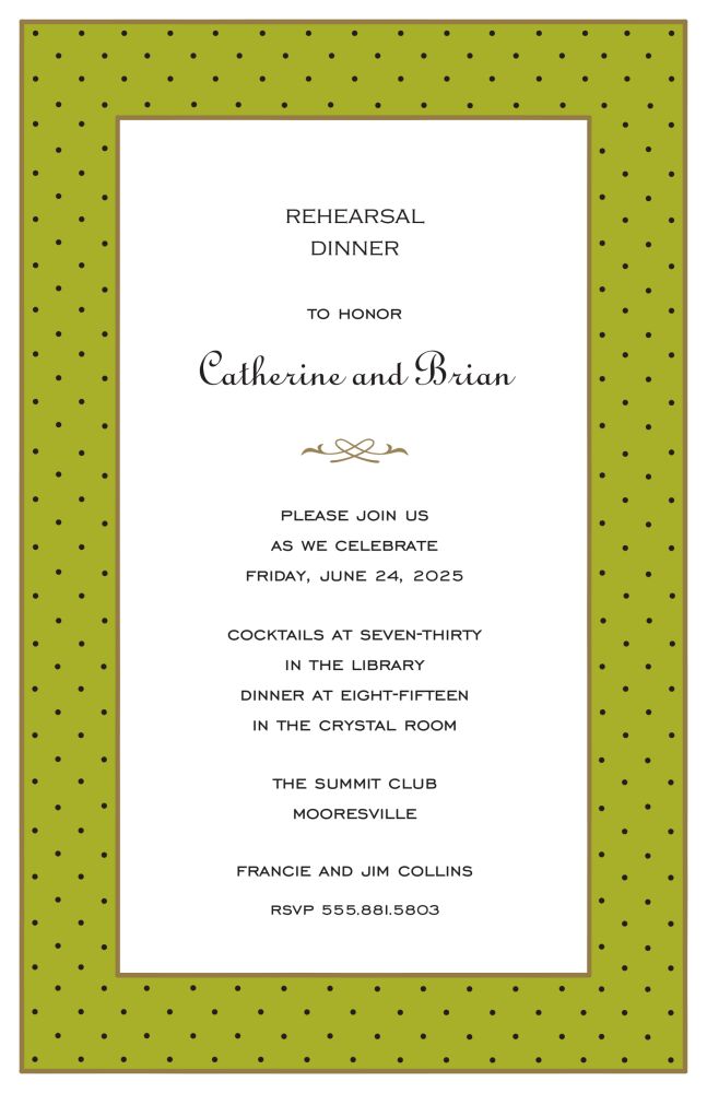 Tiny Dots Black On Olive Invitation