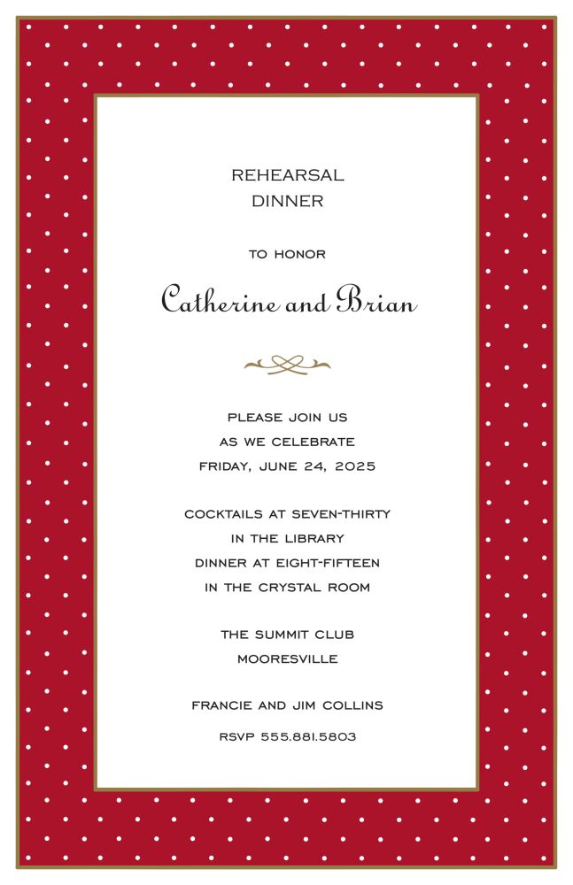 Tiny Dots White On Red Invitation