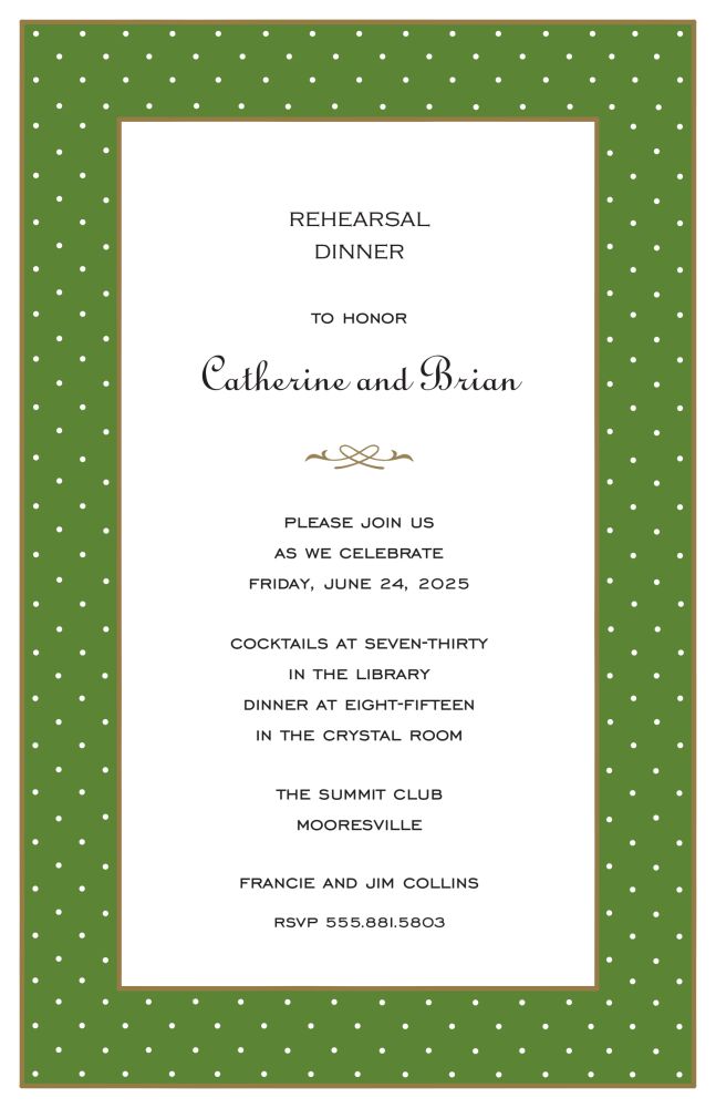 Tiny Dots White On Green Invitation