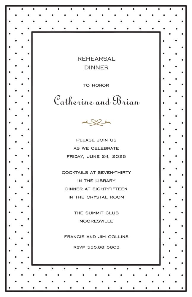 Tiny Dots Black Invitation