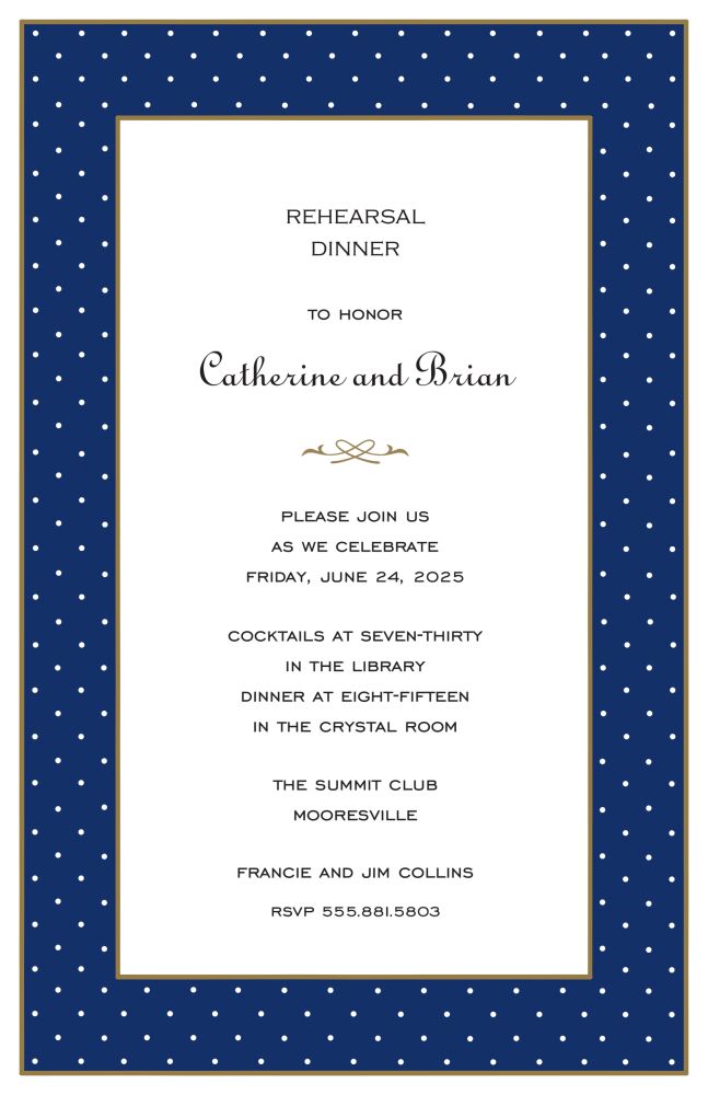 Tiny Dots White On Navy Invitation