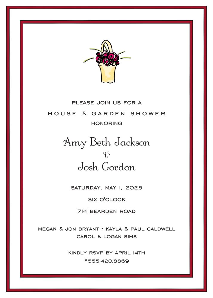 Double Borders Red & Black Invitation
