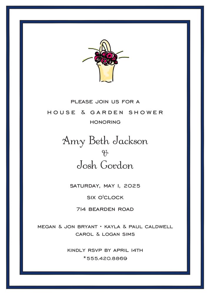 Double Borders Navy & Black Invitation
