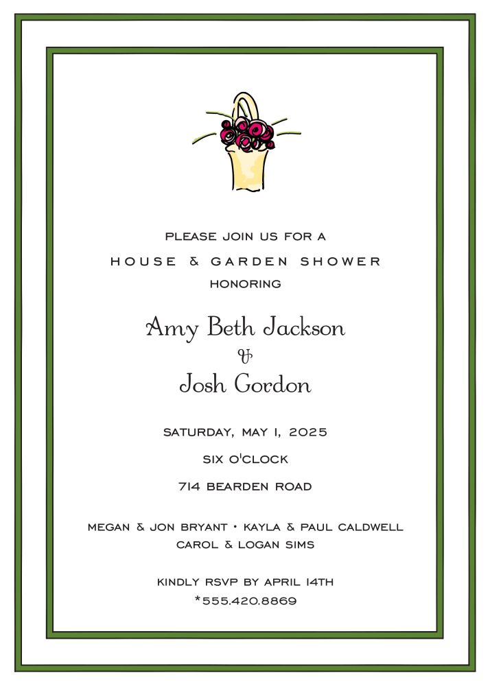 Double Borders Green & Black Invitation