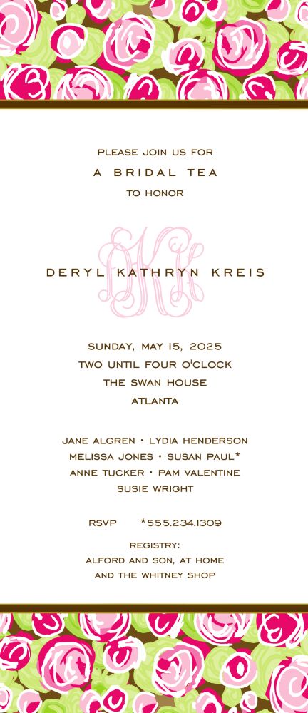 Pretty Roses Hot Pink Invitation