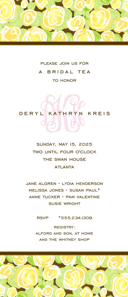 Pretty Roses Yellow Invitation
