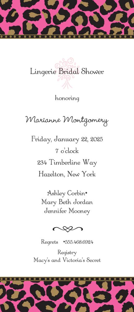 Leopard Deep Pink & Black Invitation