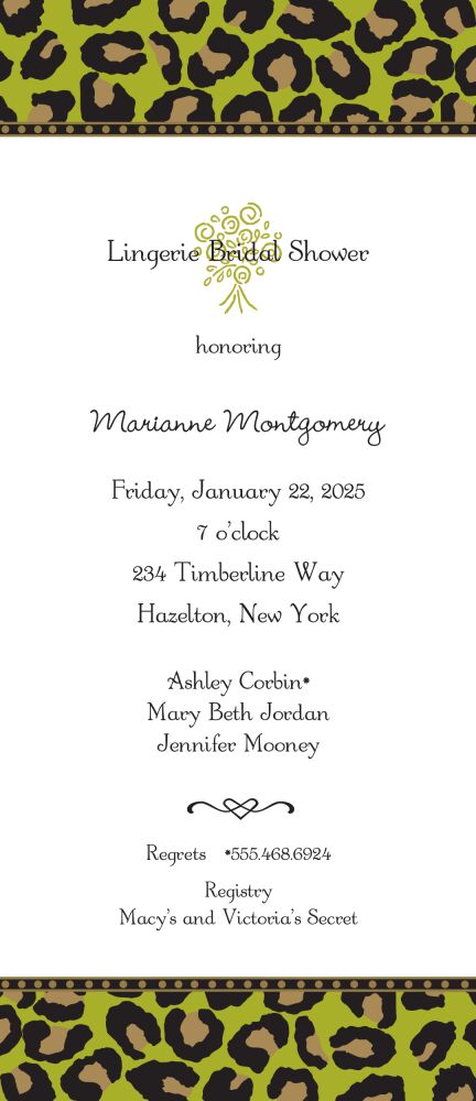 Leopard Olive & Black Invitation