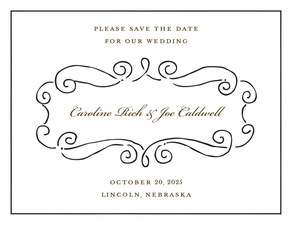 Curly Frame White Invitation