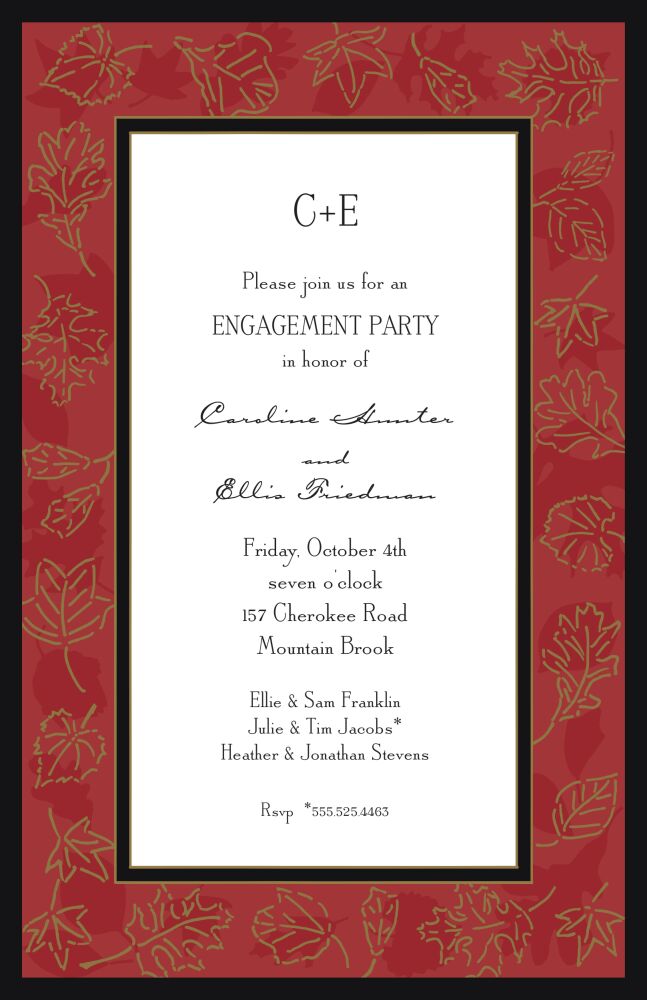 Leaves Red On Red Invitation