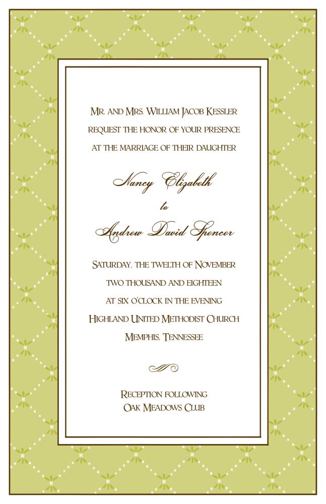 Fleur De Lis Olive Invitation
